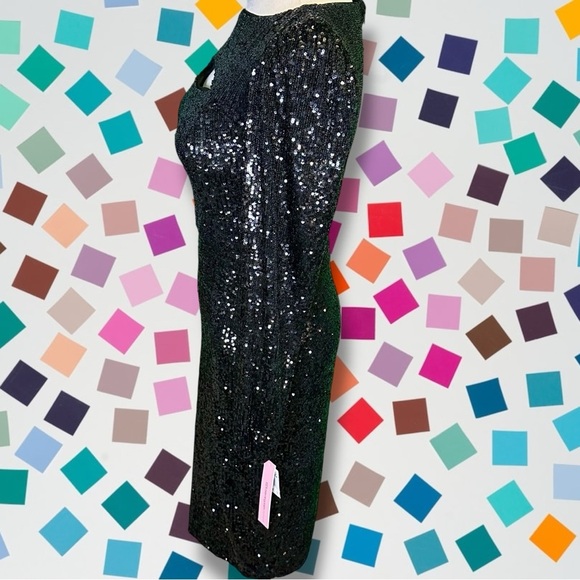 NWT Aqua Black Sequin Cutout Detail Long Sleeve Cocktail Evening Dress Size 0 - Picture 7 of 16